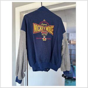 vintage 90s Mickey Mouse embroidered Varsity Letterman Jacket, sz L